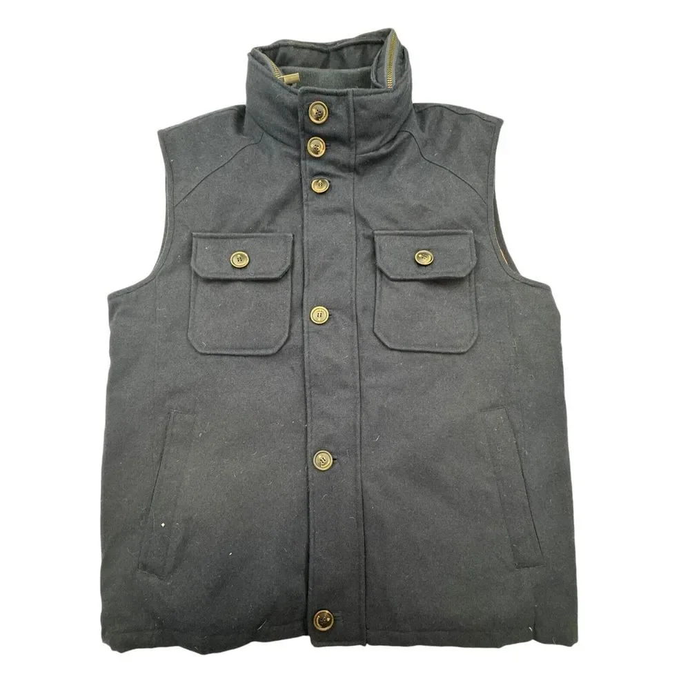 Rainforest Vest Mens L Navy Down Quilted Lined Membrane System Button Full Zip - Picture 1 of 11